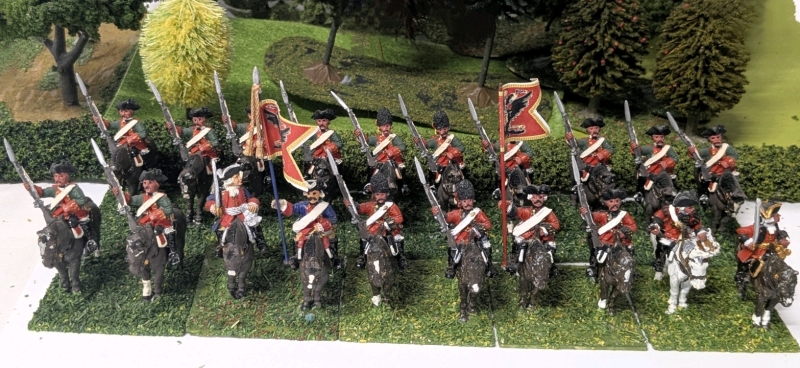 20 (Twenty) 28mm Handpainted Cast Metal Mounted Wargaming Figures on Flocked Bases: Liechtenstein, Saint-Ignon, No. 9 Savoyen Dragoons | Up to 2" Tall