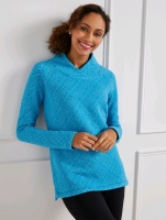 New TALBOTS Snowflake Quilted Wrap Neck Pullover (Size Medium)