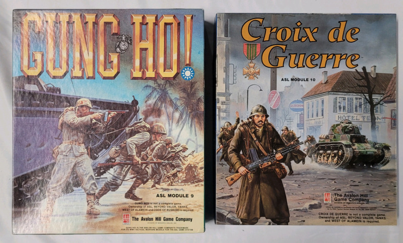 Advanced Squad Leader " Gong Ho! , Mod.9 & Croix de Guerre , Mod.10" ASL Expansion Sets . Includes Original Box and Game Counters Only , Game Scenarios Not Included