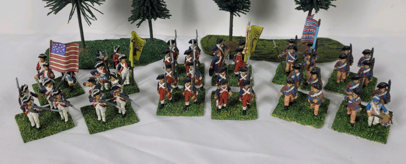 Twelve (12) Sets Handpainted " American Revolutionary War " 28mm Lead Miniature Soldiers