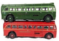 2 CORGI 1:76 Scale Diecast Buses AEC Q5D w Removable Panels | Routes 218 Walton on Thames & 312 New Barney Stn | 1.4" Tall ea