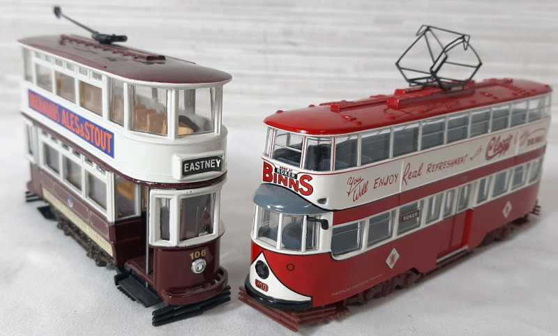 2 Diecast Corgi Toy Trams, Including A Feltham Tram (6" Long) & A Dick Kerr Type Tram (5" Long)