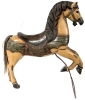 Fantastic Large Karusselpferd Decorative Wooden Carousel Horse w Hair Tail & Iron Foot Bar | 32" Tall - 4