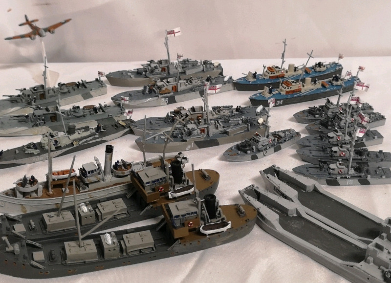 21 Canadian & British Model War Fleet - Battleships & Aircraft Hand-Painted
