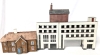 4 PCs 1:72 / HO/OO Scale Cardboard Buildings | Superquick B33 Railway Hotel, Metcalfe Side Shed, Gates 1 & 2 Unbranded Movie Theatre / Airport (?) | Up to 7.25" Tall - 3