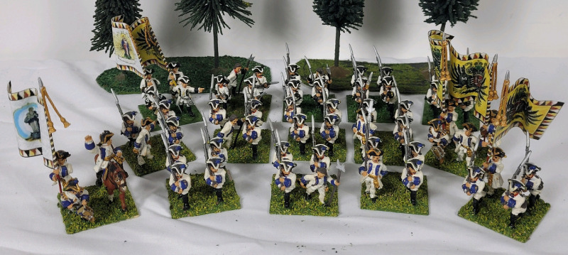 Fifteen (15) Sets Handpainted " Austria/Hungarian Infantry Regiments Seven Years War " 28mm Lead Miniatures