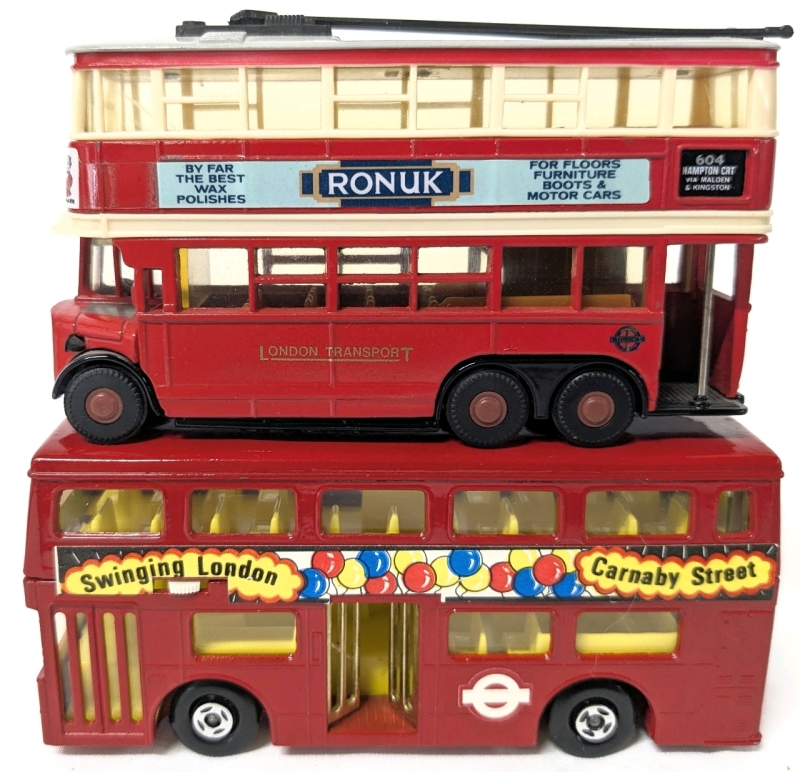 2 Vintage MATCHBOX 1:76 Diecast : 1988 Models of Yesteryear Y10 1931 "Diddler" Limited Edition Trolley Bus & 1972 Super Kings "The Londoner" K-15 | 2.10" - 2.25" Tall