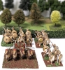 28mm Handpainted Cast Metal Roman Chariot w 4 Horses & 24 Ancient Greek Army Plastic Wargaming Figures on Flocked Bases | Up to 2" Tall