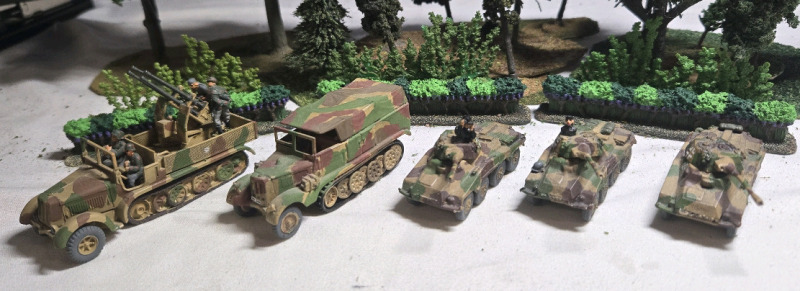 ( 5 ) Appears To Be Plastic / Metal German KFZ Puma Assault Vehicles & Half Track Trucks | | Largest Measures 3¼" x 2" * Shrubbery Not Included *