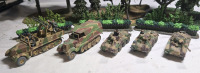 ( 5 ) Appears To Be Plastic / Metal German KFZ Puma Assault Vehicles & Half Track Trucks | | Largest Measures 3¼" x 2" * Shrubbery Not Included *