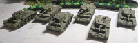 ( 6 ) Appears To Be Plastic Welsh Tanks | Includes But Isnt Limted To ( 4 ) Cromwell Tanks & ( 2 ) Armored Heavy Cromwell Tanks | Largest Measures 4" x 1½" * Shrubbery Not Included *