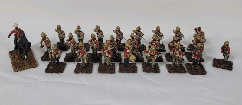 25pcs. Handpainted " Boer Wars British Mounted Officer & Foot Soldiers " 28mm Lead & Plastic Miniature Soldiers