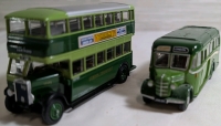 EFE Diecast Lot Containing Leyland PD1 Double-Decker Bus & Bedford OB Coach