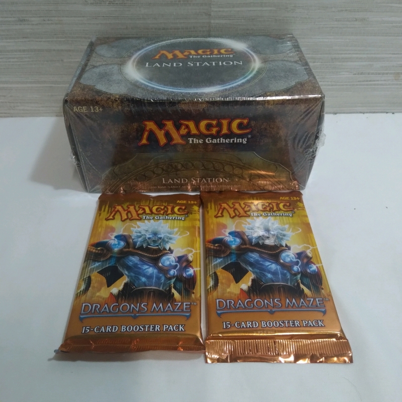 New Magic The Gathering Sealed 2011 Land Station & 2 New Sealed Dragon Maze Booster Packs