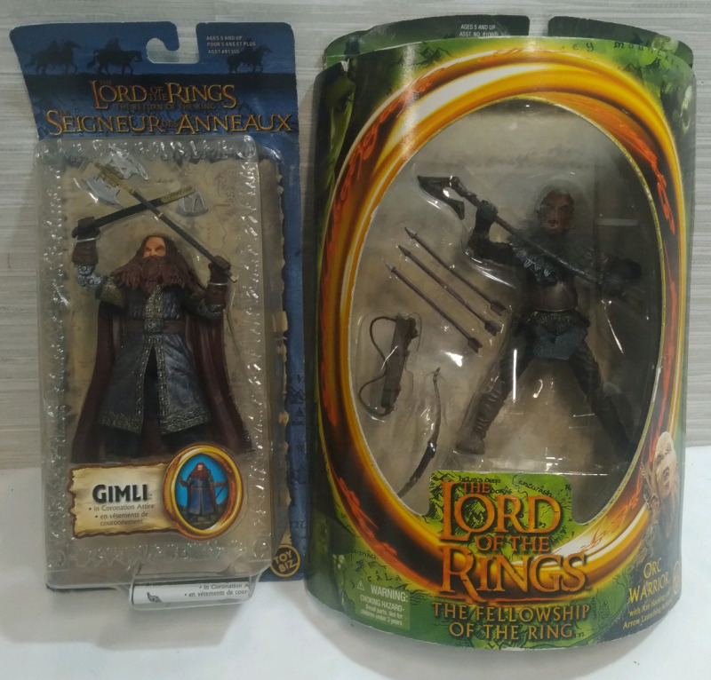 New The Lord Of the rings The Return Of The king & The Fellowship of the ring Figures Orc Warrior and Gimli