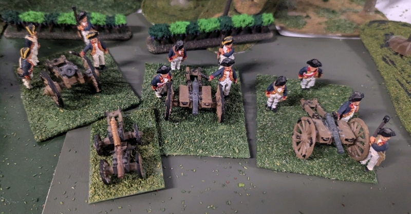 12 Total Lead Miniature Cannon Crews with 5 Cannons. 1.25" Tall Soldiers. See Photos for Labels On Flocked Base.