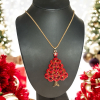 Christmas Box Filled with Festive Jewelry Amazing Signed Betsey Johnson Red Crystal Tree Necklace Included - 2