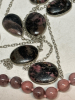 Sterling Rhodonite Necklace & Double Knotted 8mm Rhodonite Bead Necklace - 6