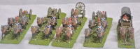 9 Hand-Painted Metal Miniature Military Toy Soldiers on Horses with Artillery on 5 Flocked Bases