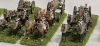 9 Hand-Painted Metal Miniature Military Toy Soldiers on Horses with Artillery on 5 Flocked Bases - 2