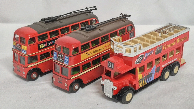 CORGI Diecast Double Deck Trolley Bus & Open Top Bus