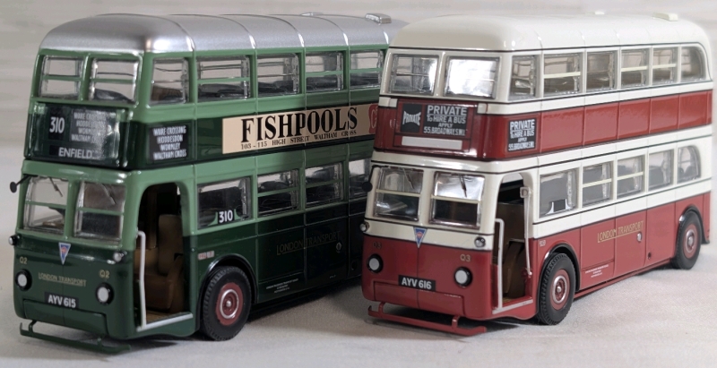 Corgi Diecast AEC Q Double-Decker Bus Lot Of 2 Approx. 4.25"