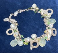 925 Sterling Silver Effervescence Fresh Water Pearl & Green Amethyst Bracelet