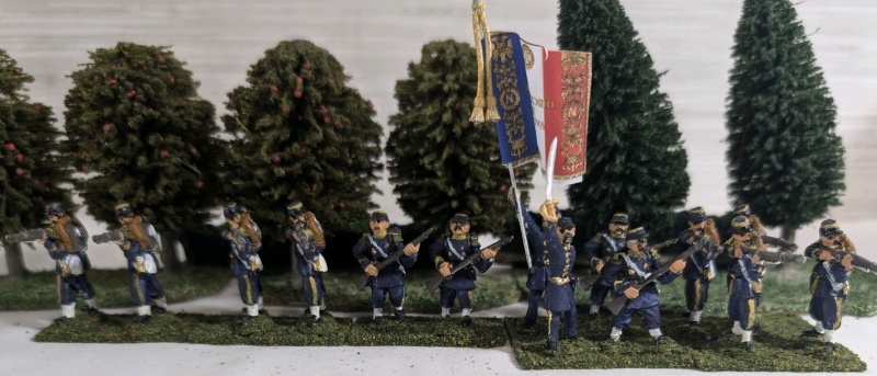 5 (14 Soldiers) Handpainted Metal Based Sets Of Napoleonic Infantry Units & Flagbearers On Flocked Bases Approx. 1.25"