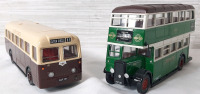 2 Diecast Corgi Toy Buses, Including A Double Decker Utility Bus (6" Long) & An MCW Single Decker (7" Long)