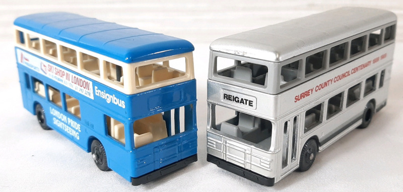 2 Diecast Ledo Marathons M1 British Tourism Double Decker Buses (3½" Long)