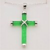 Sterling Silver Jadeite (8.5ct) Cross Pendant With Sterling Silver Chain, W/A $460.00. - 2