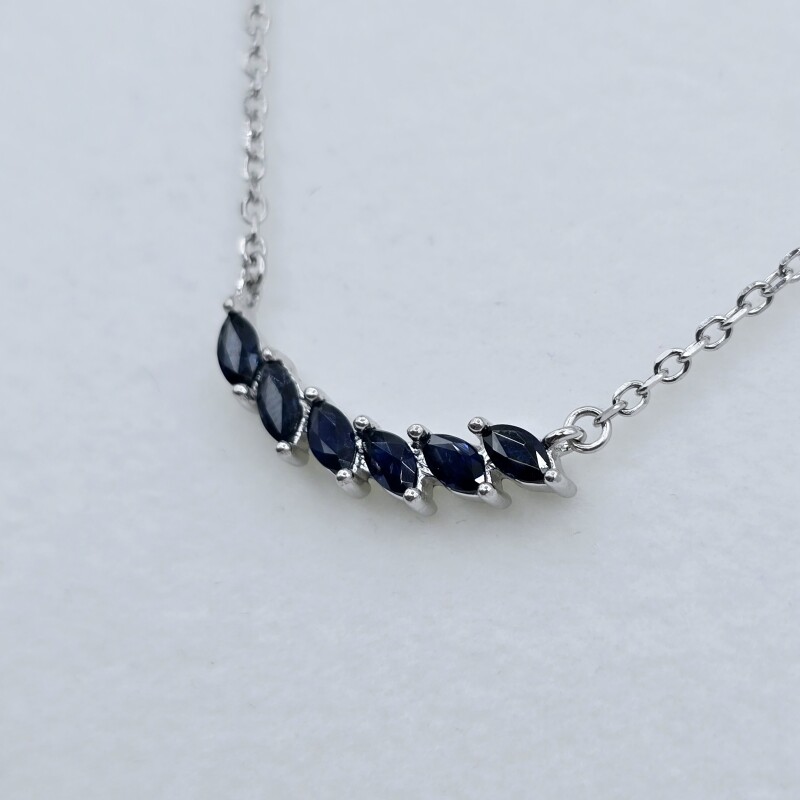 Sterling Silver Natural Blue Sapphire (1ct) Necklace, W/A $600.00. Sapphire is the birthstone for September.