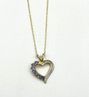 Gold Plated Sterling Silver Natural Tanzanite Heart Shape Pendant With Gold Plated Sterling Silver Chain, Retail $200.00.