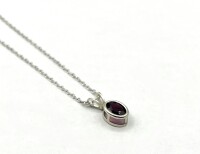 Sterling Silver Natural Garnet Pendant With Sterling Silver Chain, Retail $300.00. Garnet is the birthstone for January.