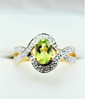 Gold Plated Sterling Silver Natural Peridot (0.57ct) Ring, Size 7, W/A $470.00. Peridot is the birthstone for August.