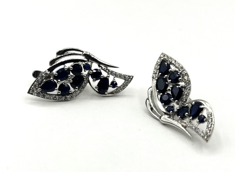 Sterling Silver Natural Blue Sapphire (4.22ct) Earrings, W/A $1815.00.