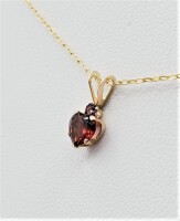 10KT Yellow Gold Natural Garnet (0.50ct) and Natural Pink Tourmaline (0.02ct) Pendant With Gold Plated Sterling Silver Chain, W/A $500.00. Garnet is the birthstone for January.