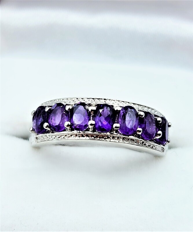 Sterling Silver Natural Amethyst (1.5ct) Ring, Size 7, W/A $630.00. Amethyst is the birthstone for February.