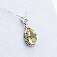 Sterling Silver Natural Citrine Quartz (4ct) and CZ (0.25ct) With Sterling Silver Chain, W/A $900.00. Citrine is the birthstone for November.