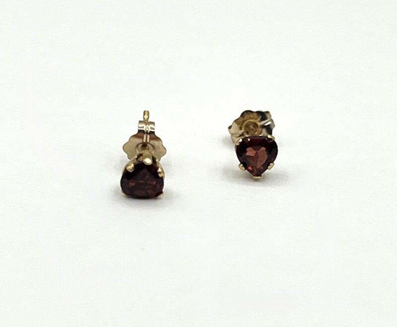 10KT Yellow Gold Natural Garnet Heart Shape Earrings, Retail $380.00. Garnet is the birthstone for January.