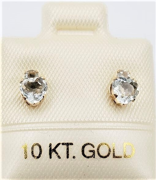 14KT Yellow Gold Natural Aquamarine (0.44ct) with CZ (0.12ct) Earring, W/A $335.00.