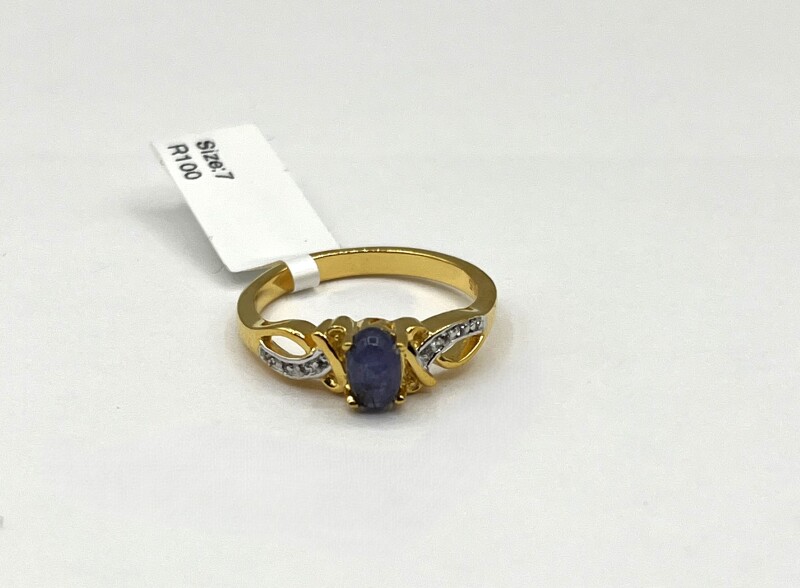 Gold Plated Sterling Silver Natural Tanzanite (0.55ct) With Natural White Sapphire (0.05ct) Ring, Size 7, W/A $540.00. Tanzanite is the birthstone for December.