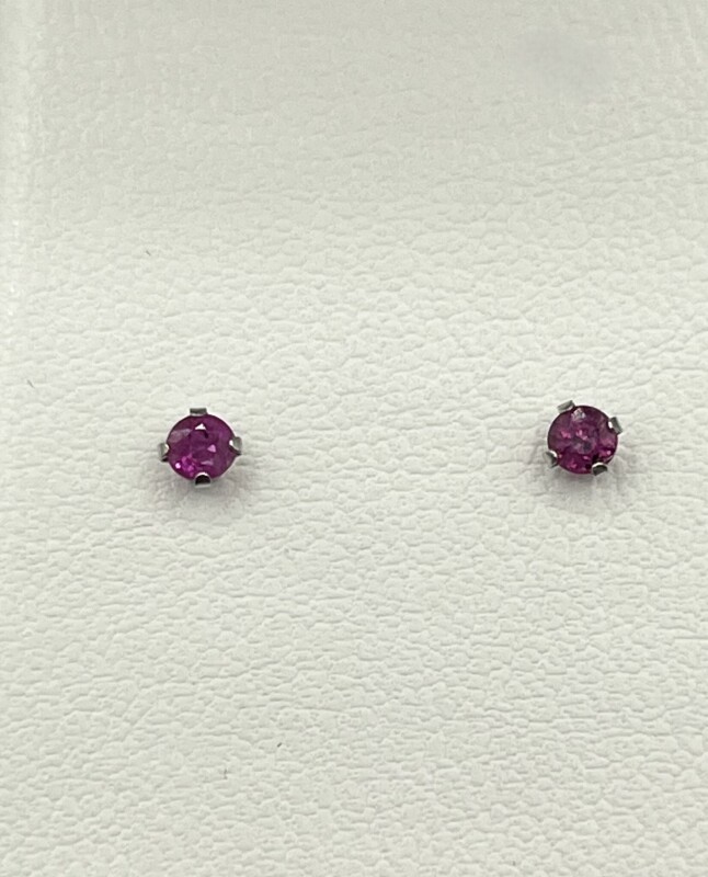 10KT White Gold Natural Ruby (0.28ct) Stud Earrings, W/A $495.00. Ruby is the birthstone for July.