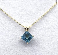 10KT Yellow Gold Natural Blue Topaz (1.2ct) Pendant With Gold Plated Sterling Silver Chain, W/A $690.00. Blue Topaz is the birthstone for December.