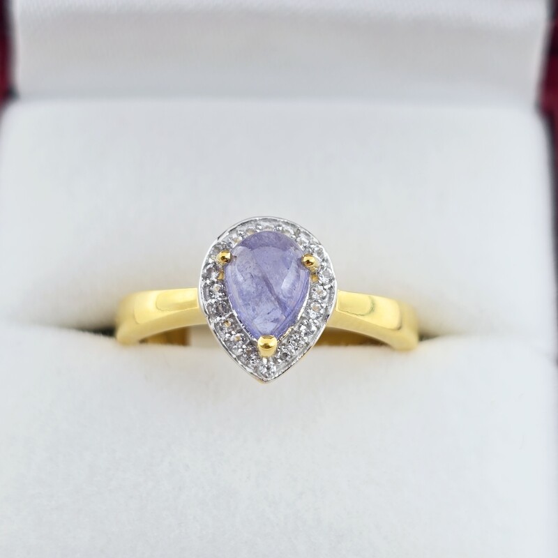 Gold Plated Sterling Silver Natural Tanzanite (0.65ct) with CZ (0.20ct) Ring, Size 7, W/A $755.00. Tanzanite is the birthstone for December.