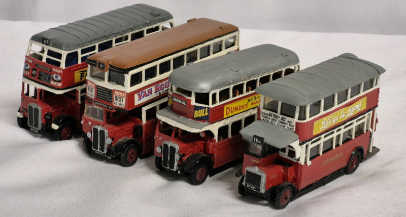 4 Diecast Double Deck Buses