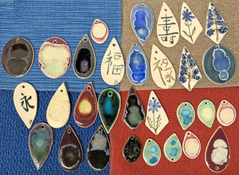 Vendor Lot! 30 Handmade Ceramic Pendants, Most Signed | Between 1.5" - 2.75" Long