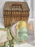 Picnic Basket with Plastic Cups, Plates & Utensils