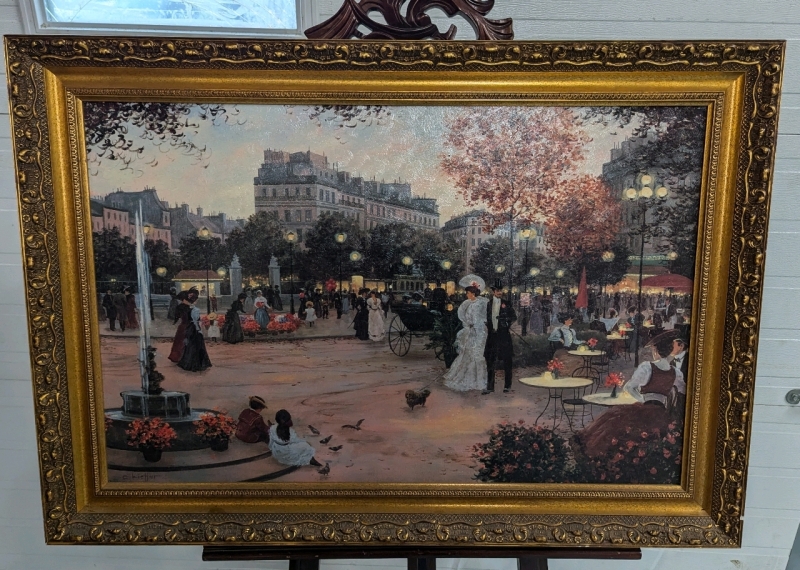 Framed Textured Print of Christa Kieffer's "Parisian Promenade". Measures 37" by 26" with Frame.