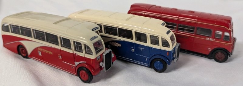 3 Diecast Corgi Model Busses. White Topped Busses are 1/76 Scale.